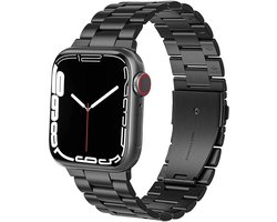 Casemania Watch Bandje Geschikt voor Apple Watch SE 2e & 1e Generatie (44mm - 2022 & 2020) - Zwart - Verstelbare RVS Metalen Horlogenbandje - Stainless Steel SmartWatch Strap