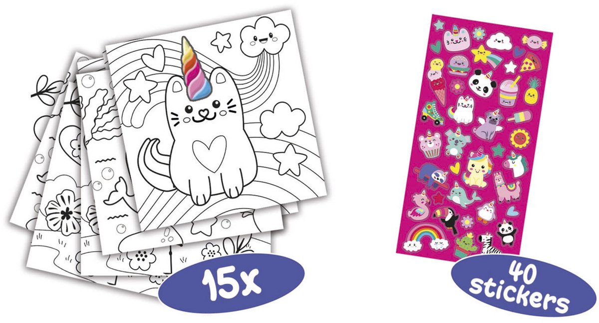 SES Creative - Unicorn Kleurboek - met 40 stickers - unicorn speelgoed – Eenhoorn – kleuren en tekenen - rainbow — afbeelding 3