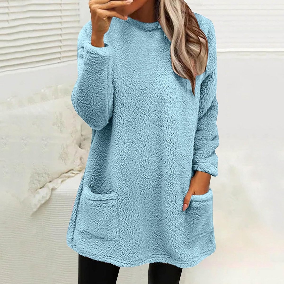 Dames Fleece Hoodie - Teddyfleece Pullover met Capuchon - Oversized Warme Trui voor Casual Draagcomfort