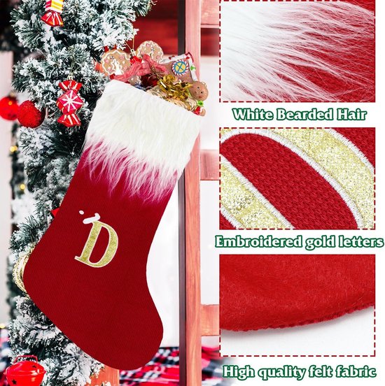 ABSOFINE Kerstkousen witte gebreide kerstkous 4 stuks grote hangende