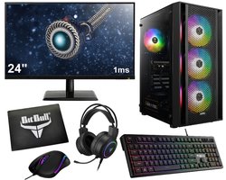 Complete Ryzen 5 6-Core RTX 3050 Mid-Range Game PC Setup met 24
