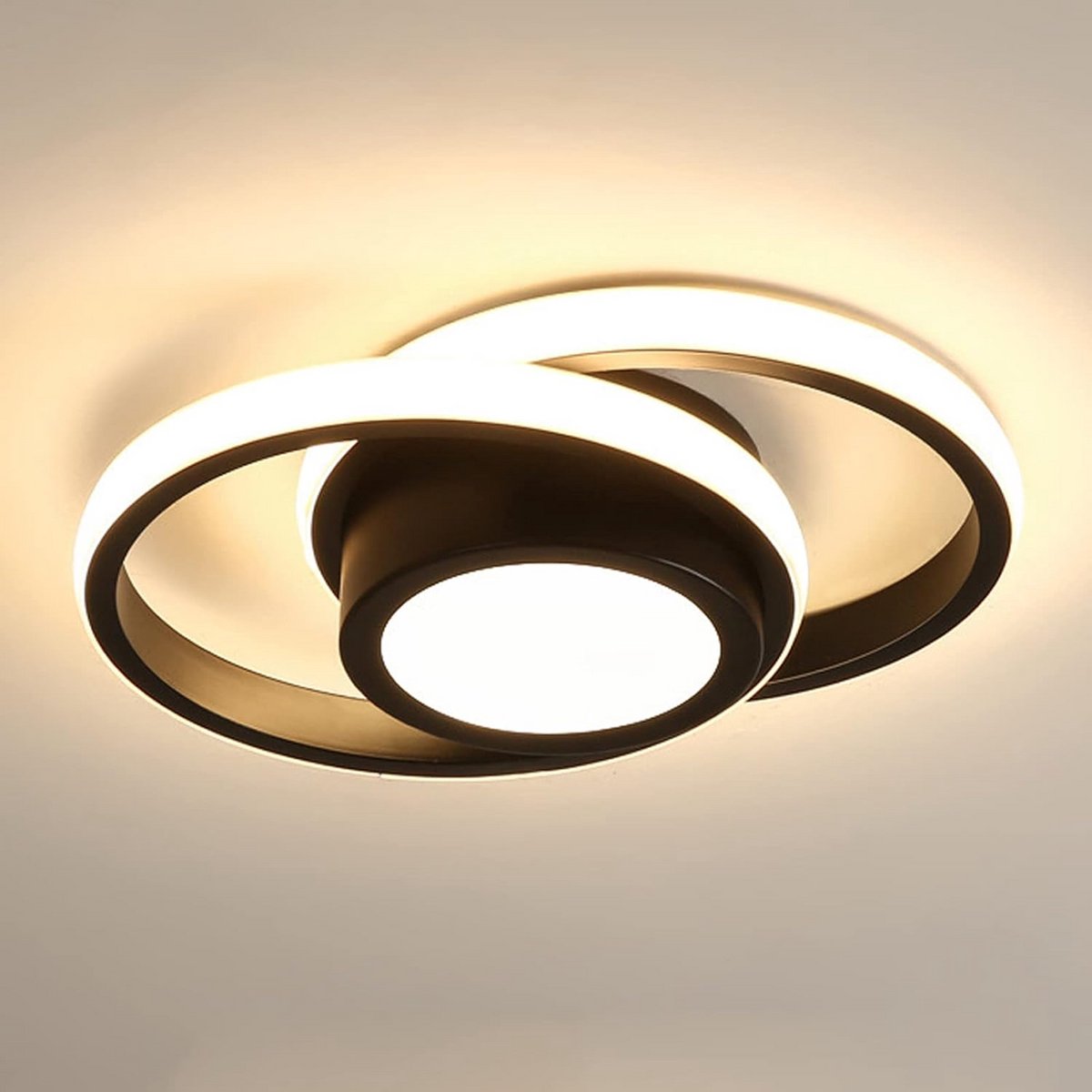 Moderne Ronde Plafondlamp Zwart LED - Compact en Stijlvol voor Hal, Gang of Balkon