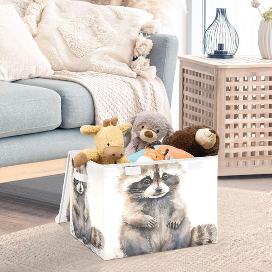 Navaris speelgoedkist met deksel - 62 x 33 x 40 cm - Opbergbox voor de kinderkamer - Opbergdoos speelgoed - Met leuke dierenprint