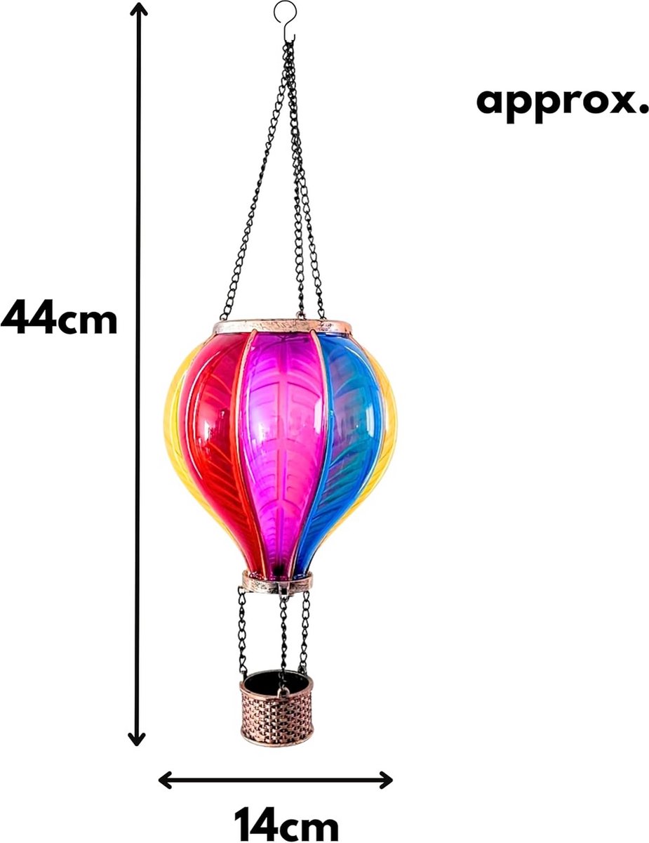 Realistische Hot Air Balloon Lantaarn met Vlam-Effect - Zonneplafondlamp voor Binnen en Bu