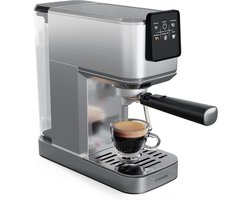 Slanke Espressomachine met 20 Bar Druk en Stoomfunctie - Roestvrij Staal