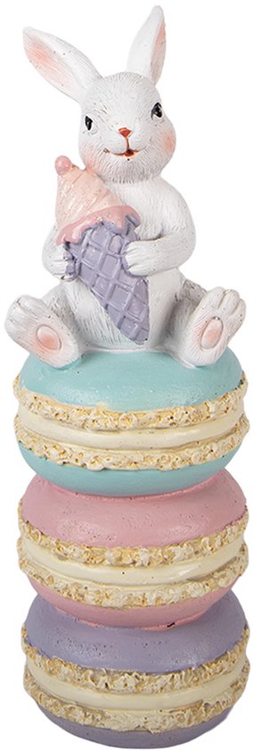 Clayre & Eef Image de décoration Lapin 7x7x20 cm Blanc Plastique