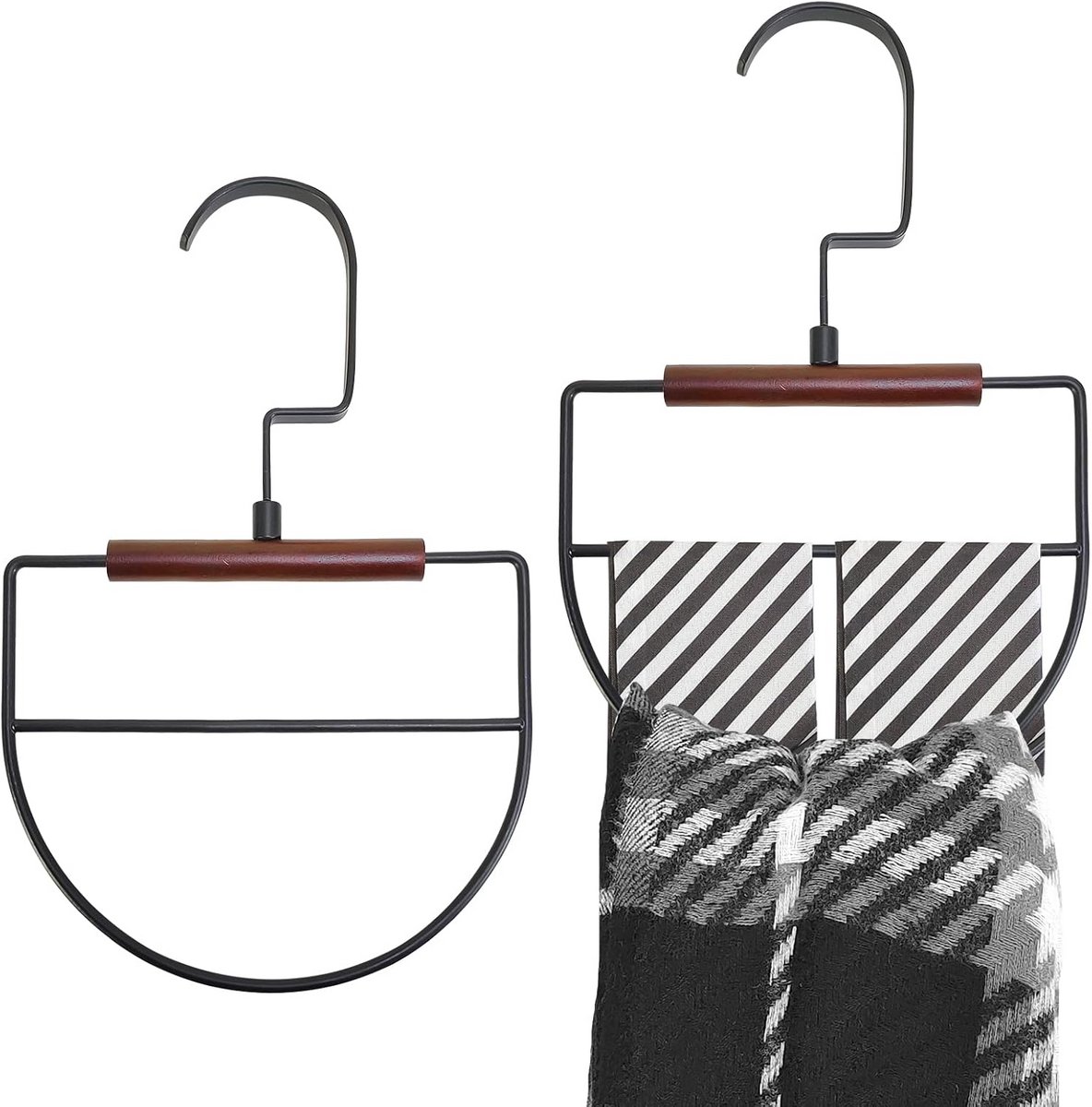 Vouwbare stropdassenhouder zwart metalen houten constructie 2 stuks