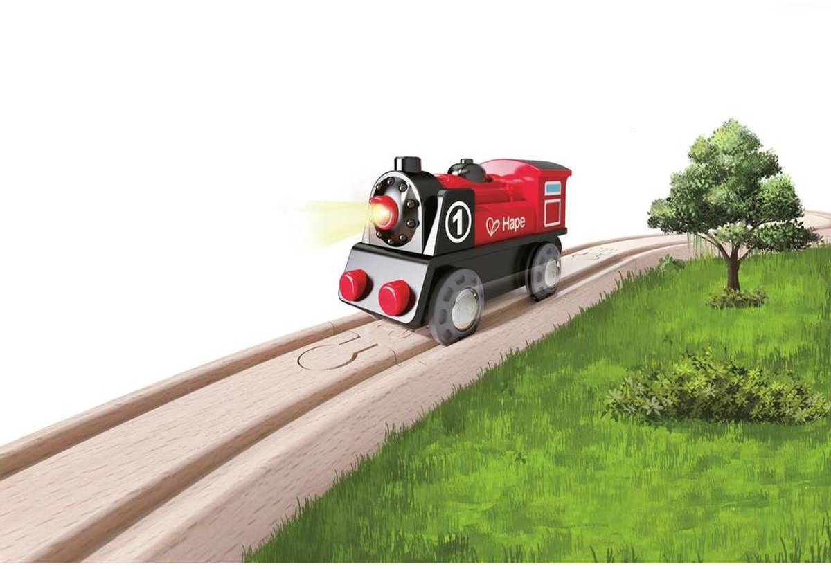 Hape Batterij Locomotief Nr. 1 - Speelgoedtrein met Verlichting en Magneet, 3 jaar+ — afbeelding 5