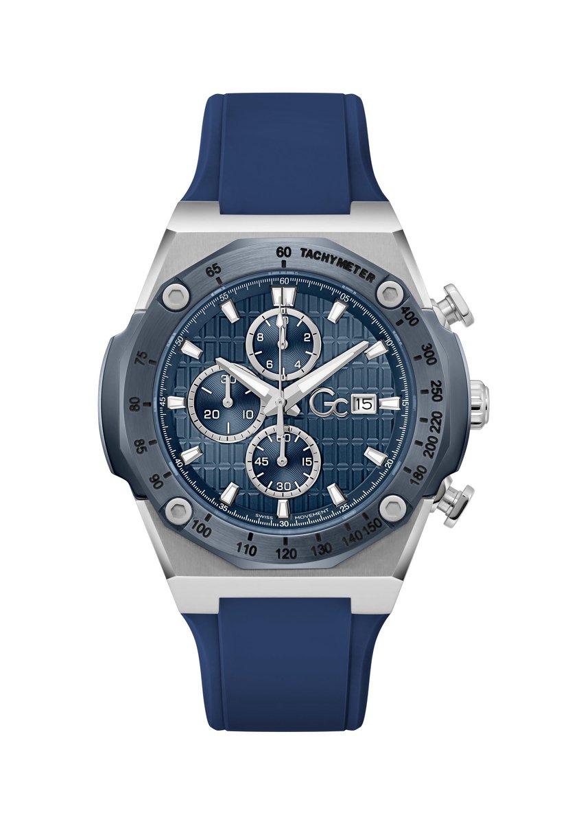 Gc Gc Idolsport Quartz Chronograaf Horloge Blauw Kast: 100% Roestvrij Staal | Bracelet 100% Siliconen 45 mm Z68003G7