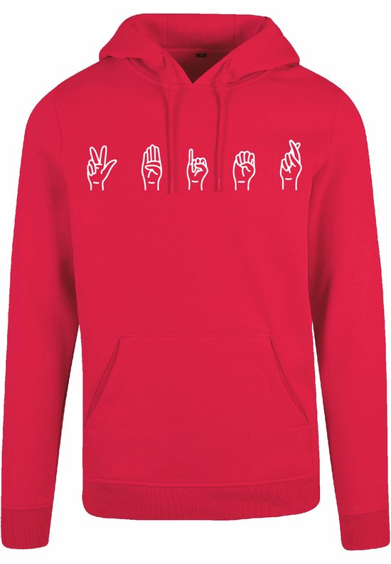 7311 - Hoodie - Gebarentaal; 3 Bier-Ruby-XL