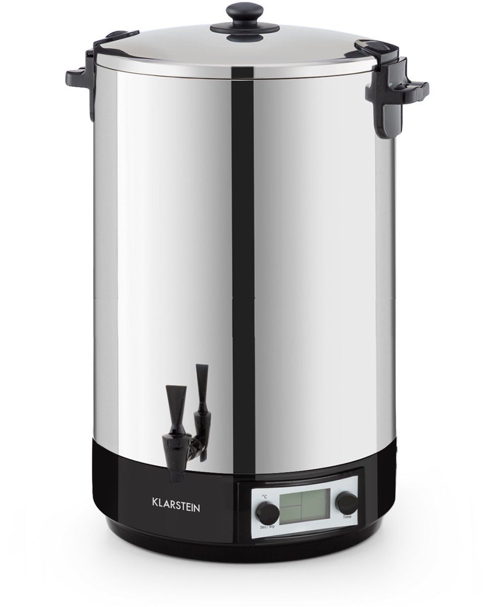 Klarstein Inmaakautomaat KonfiStar 50 Digital Weckketel Drankdispenser, 50 Liter, 2500 Watt, 30-100 °C, Timer, Warmhoudfunctie, Deksel met Sluiting, RVS Gepolijst - Weckautomaat Inmaakketel - voor Inmaak - Zwart - Einkochautomat