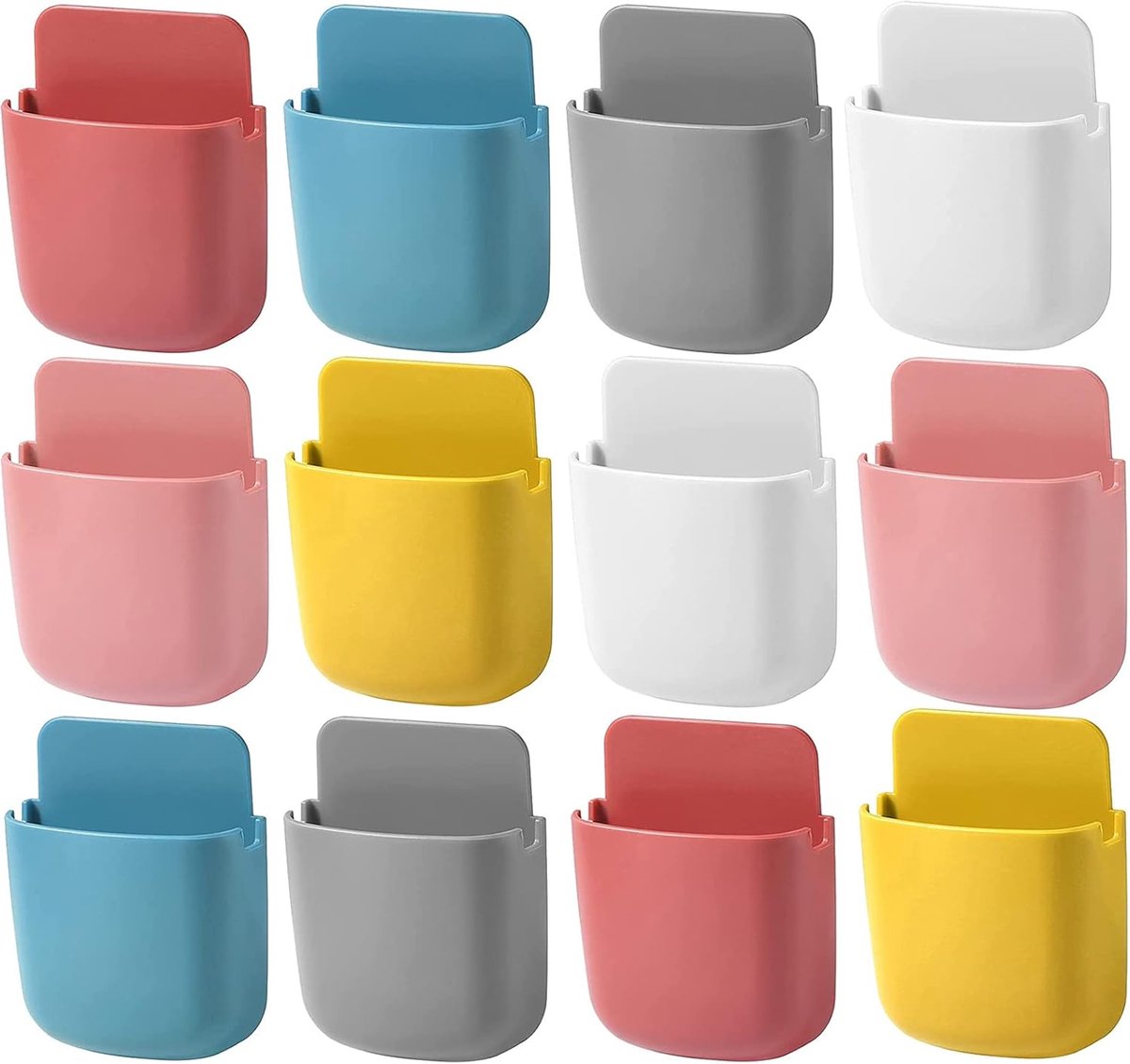 Ynkkvre - Zelfklevende Opbergbox - Wandhouder - Multifunctioneel Voor Smartphones En Kleine Voorwerpen - 12 Stuks - Voor Huis En Kantoor In 6 Kleuren
