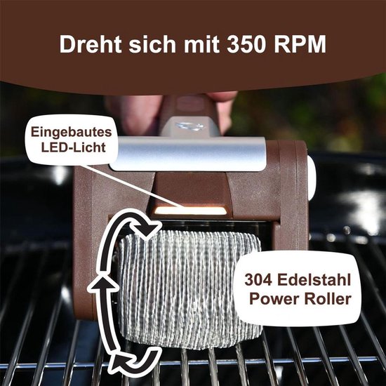 Elektrische grillreiniger met LED-verlichting - geen voorverwarming nodig, vaatwasmachinebestendig, perfect voor buitenbarbecues. van Merkloos — afbeelding 3