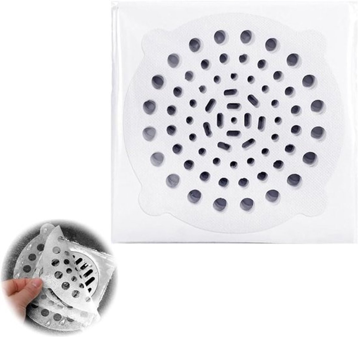 Set van 10 haarzeven voor douche, wastafel, badkuip en keuken 10x10 cm