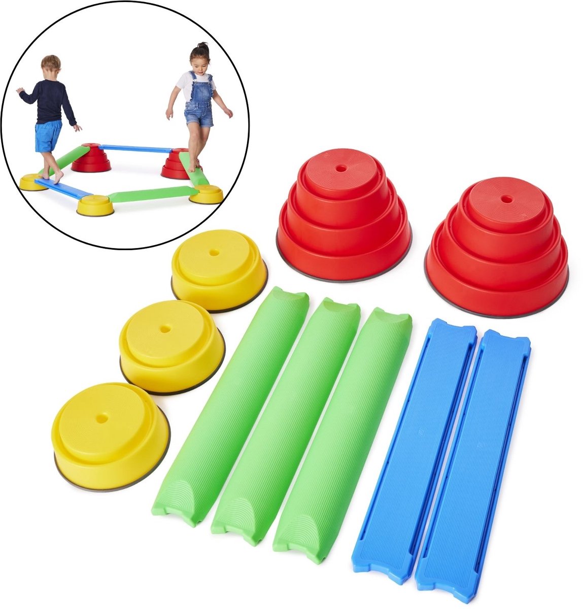 Gonge Build’N Balance Evenwichtsparcours - 10-delige starter set - Balansspeelgoed - Modulair voor eindeloze combinaties
