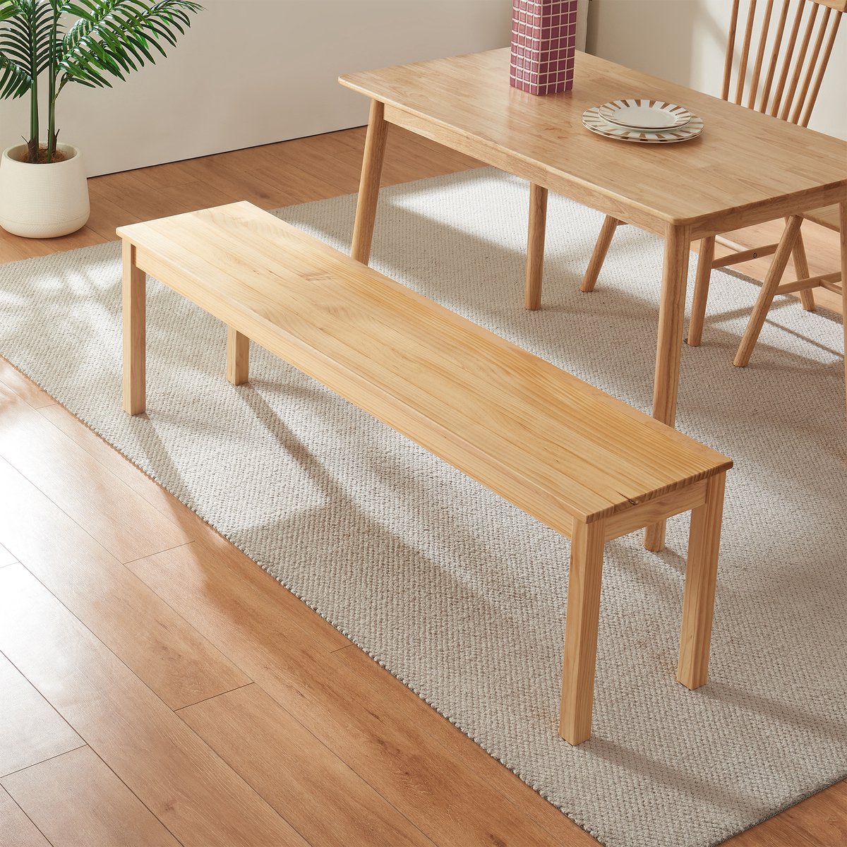 Eetkamerbank Trerunulu 160x35x45 cm naturel [en.casa]