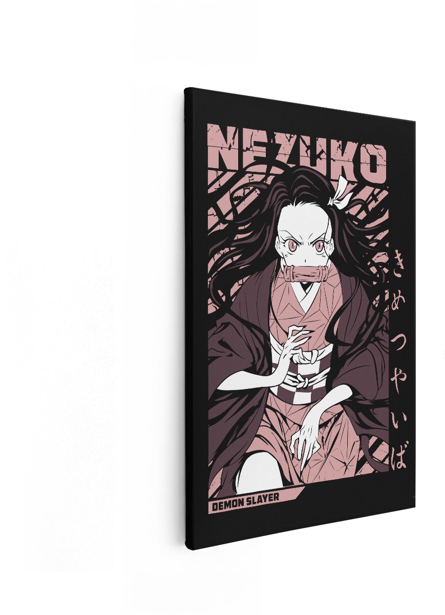 Artaza Canvas Schilderij Nezuko Kamado - 40x60 cm - Wanddecoratie Demon Slayer - Muurdecor
