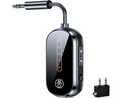 Ynkkvre - 2-in-1 transceiver 5.4 draadloze vliegtuigadapter - Bluetooth 5.4 - Tx En Rx - 3.5Mm Aux Aansluiting Voor Tv, Autoradio, Draaitafel - 1 Stuk - Voor Thuis, Auto En Vliegtuig Zwart