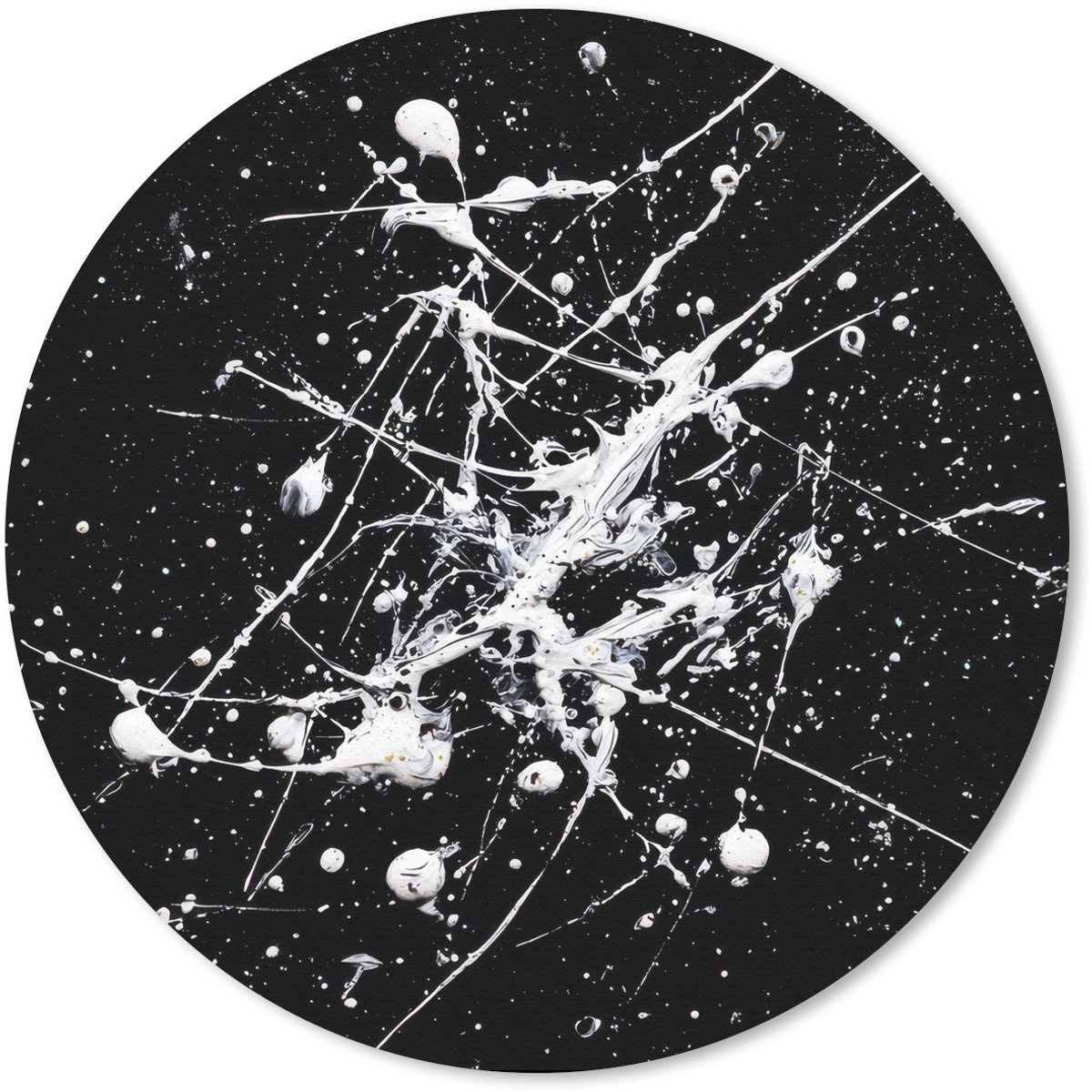 Muismat rond 50x50 cm - Mousepad Verfspatten - Wit - Abstract - Explosie - Ronde muismatten