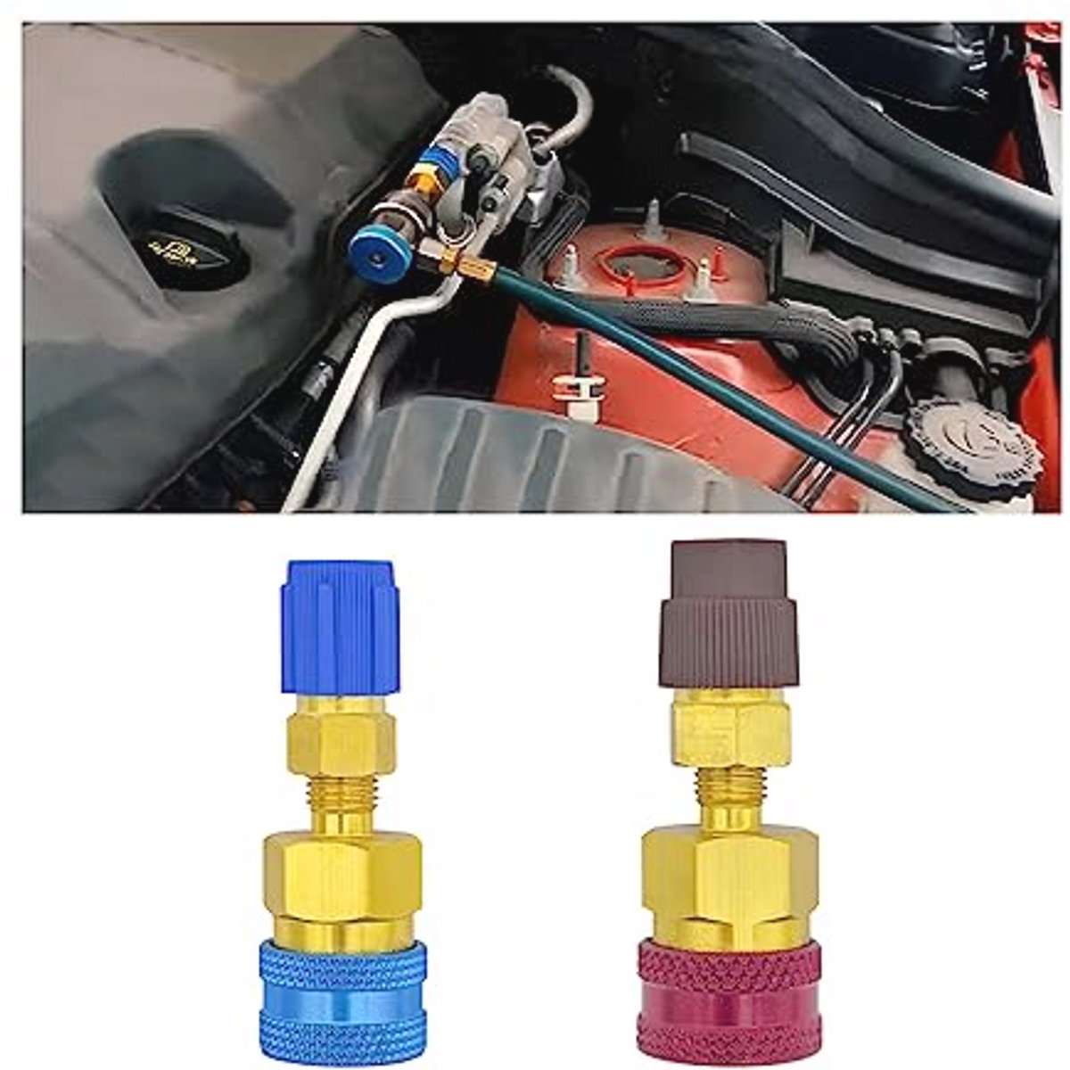 Adapters voor auto airconditioning R1234YF naar R134A snelkoppelingen - Set van 2
