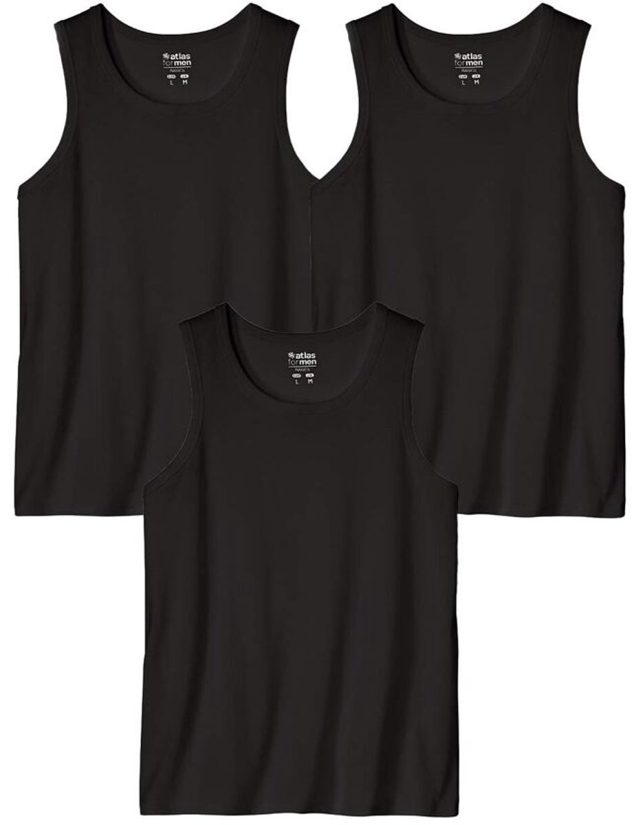 ATLAS FOR MEN - Set van 3 effen tanktops - Heren - Verkrijgbaar in grote maten - M