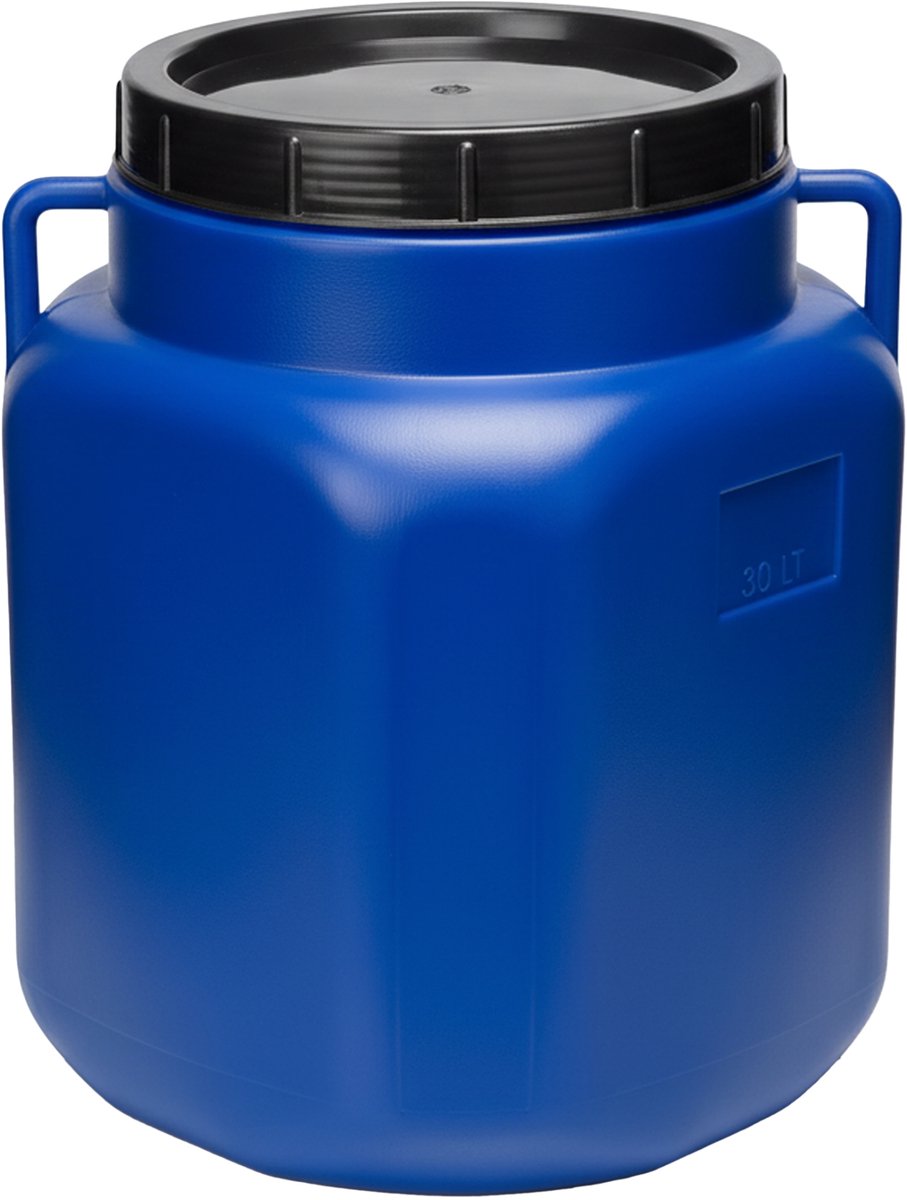 Garronda 30L - Plastic Vat BPA-vrij - Vierkant vat en Container met Deksel – Blauw – GD-STE-BarrelP