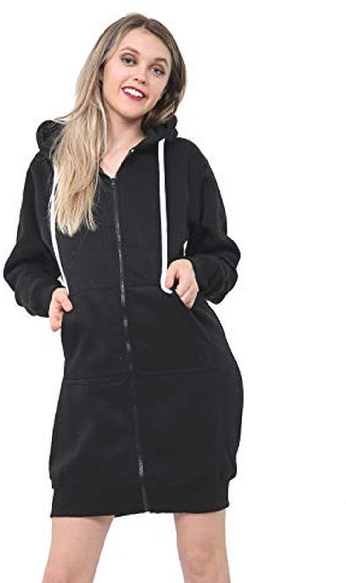 Lange Fleece Hoodie Dames met Rits en Zak - Casual en Comfortabel in S-3XL