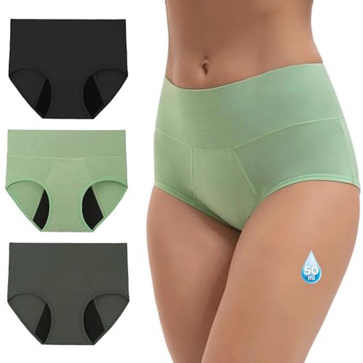 Menstruatie-ondergoed Hoog Model - 3 Stuks
