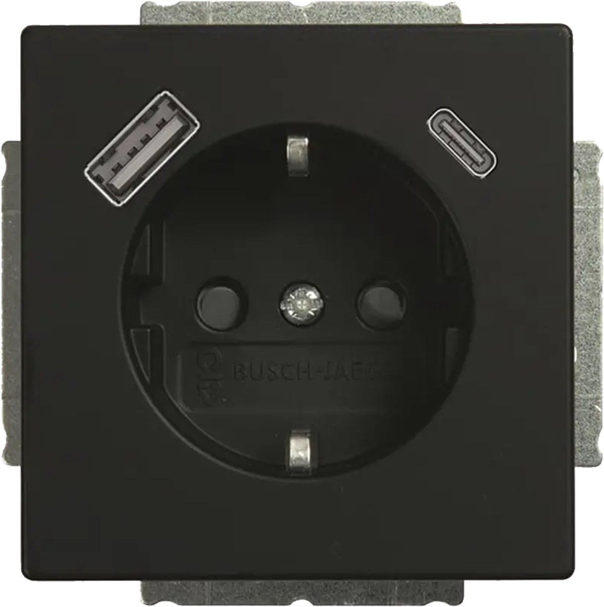 Busch-Jaeger Future Linear contactdoos - 1voudig - randaarde - USB A/C - zwart