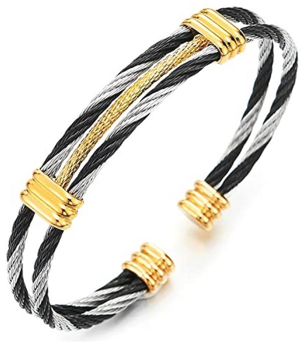 Elastische herenarmband van roestvrij staal met verstelbare maat