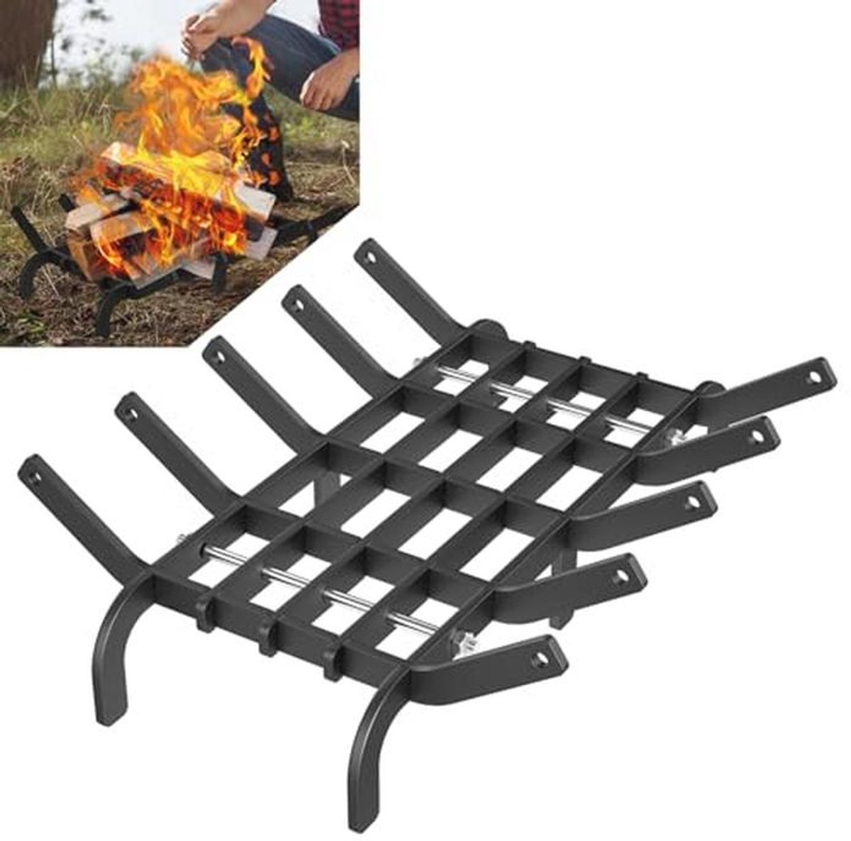 Houtskoolrooster van hoogwaardig staal - 41 x 31 cm - Voor open haard en camping