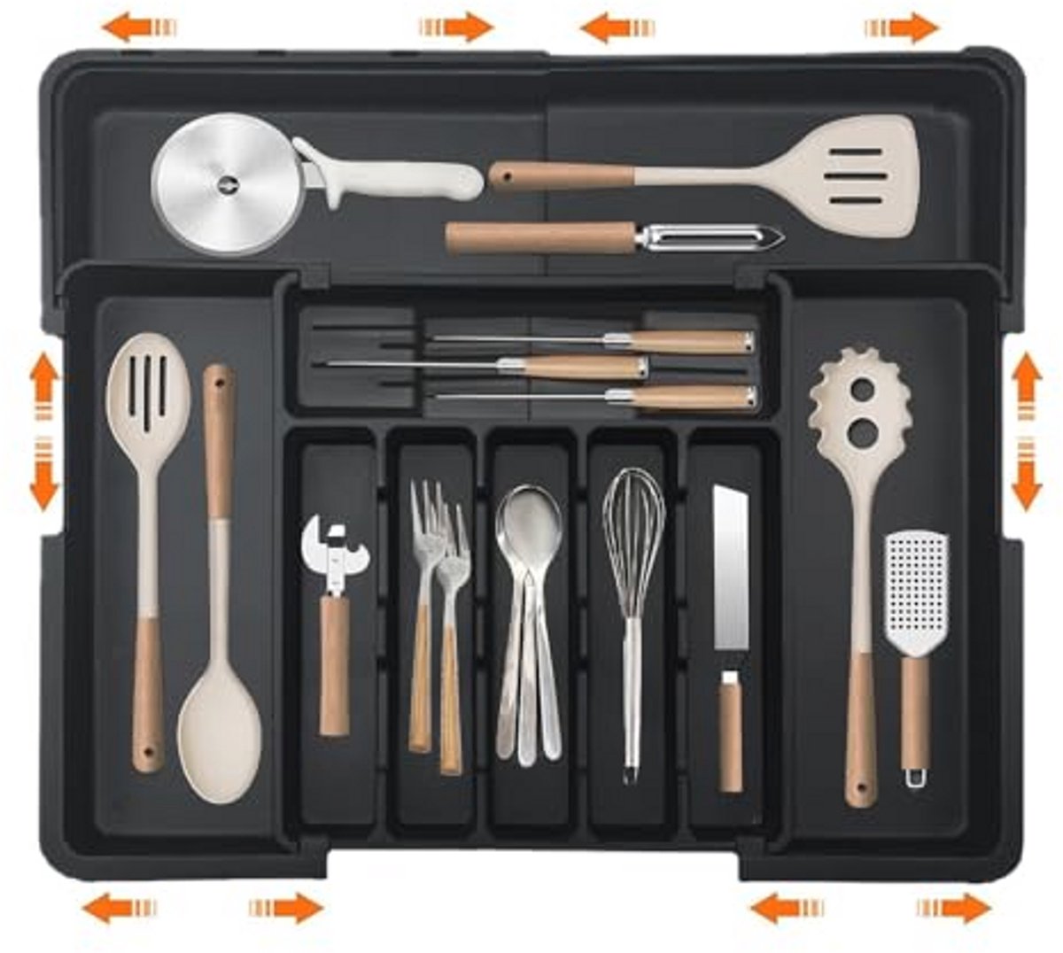 Verstelbare Bestekbak - Lade-organizer en Keukenorganizer tot 56 cm