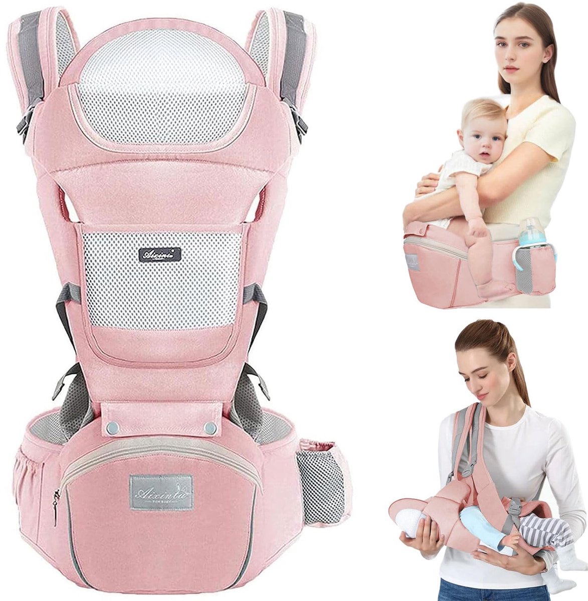 STILVORA Draagzakken - Ergonomische Heupdrager Voor Baby's 3-24 Maanden, Ventilerende Draagzak Met Heupzitje, Lichtgewicht Met Katoen, Rasa