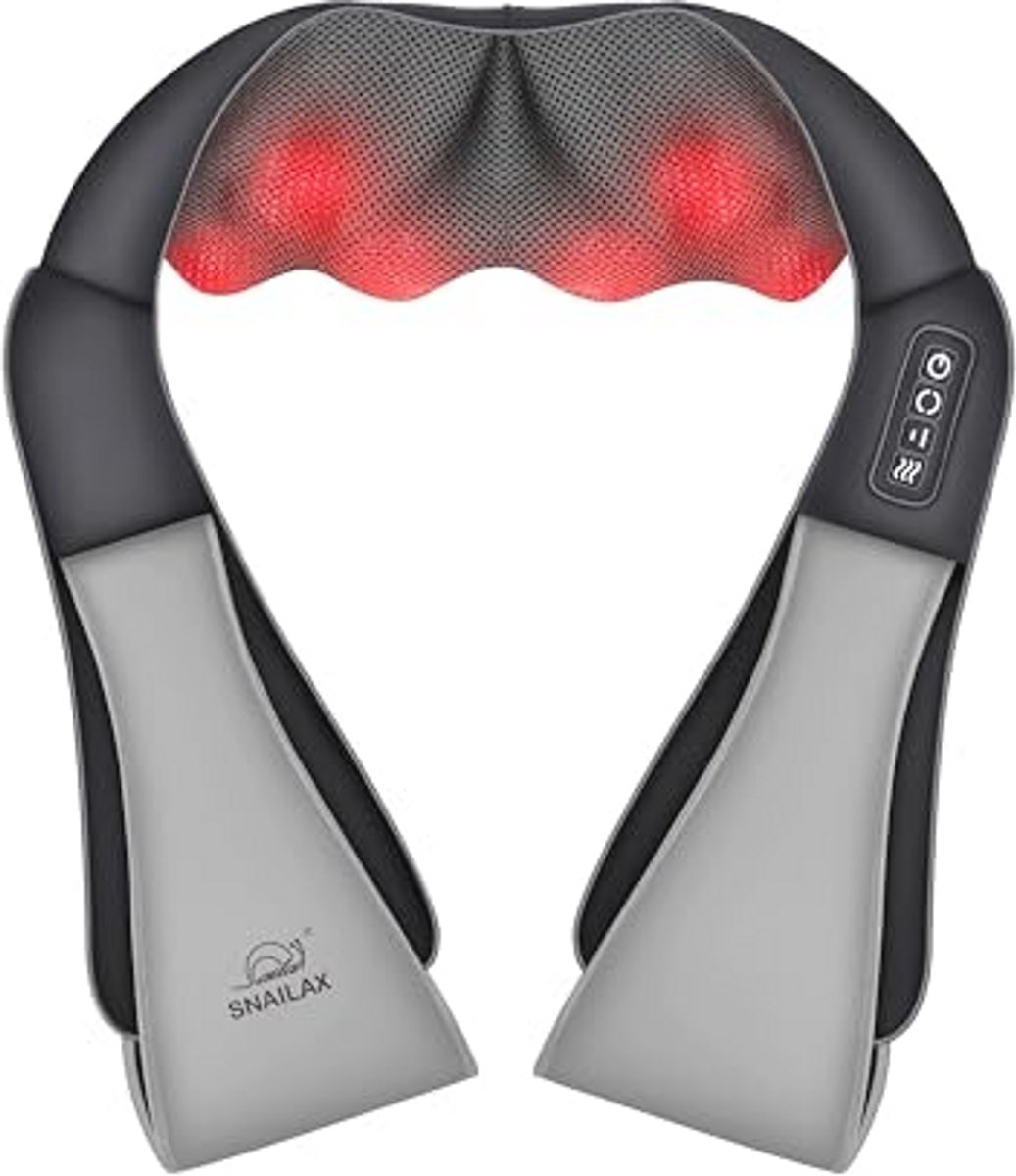 Shiatsu Massageapparaat voor Nek en Schouders met Warmtefunctie - 4D Rotatie Massager voor Thuis en Kantoor