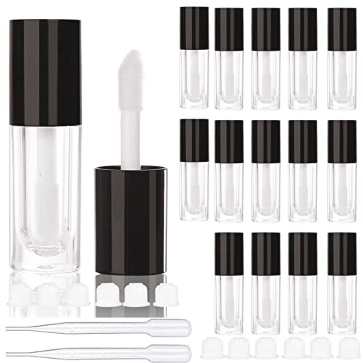 14 Stuks Lege 6ml Lipgloss Tubes voor DIY Cosmetica - Grote Borstels, Voorraad Dosing
