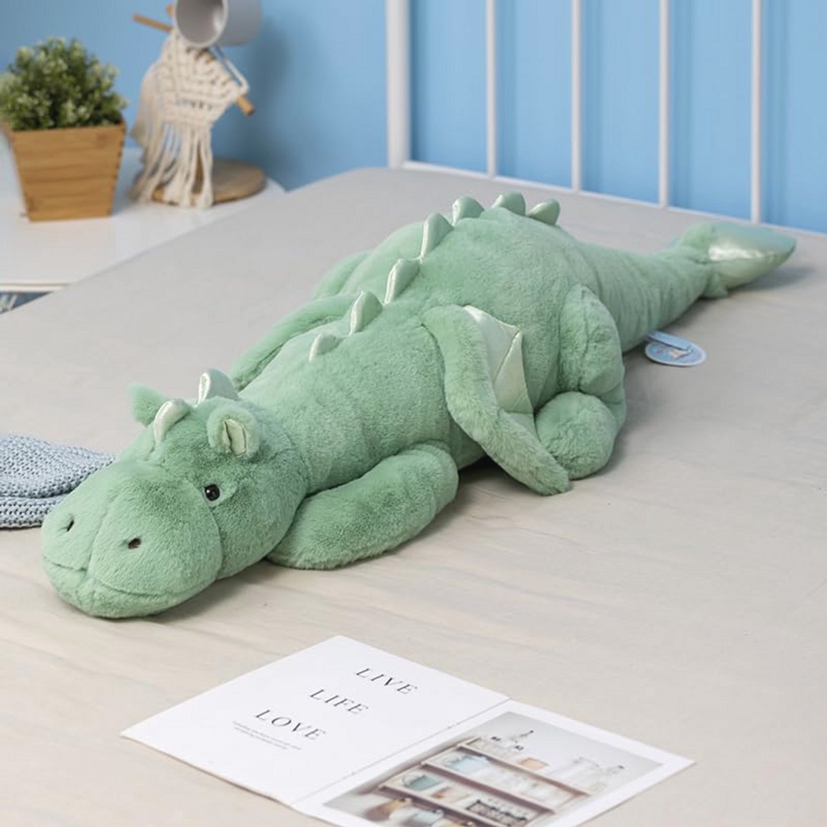 Schattige Pluche Draak 70 cm voor Kinderen - Roze, Wit, Groen en Blauw