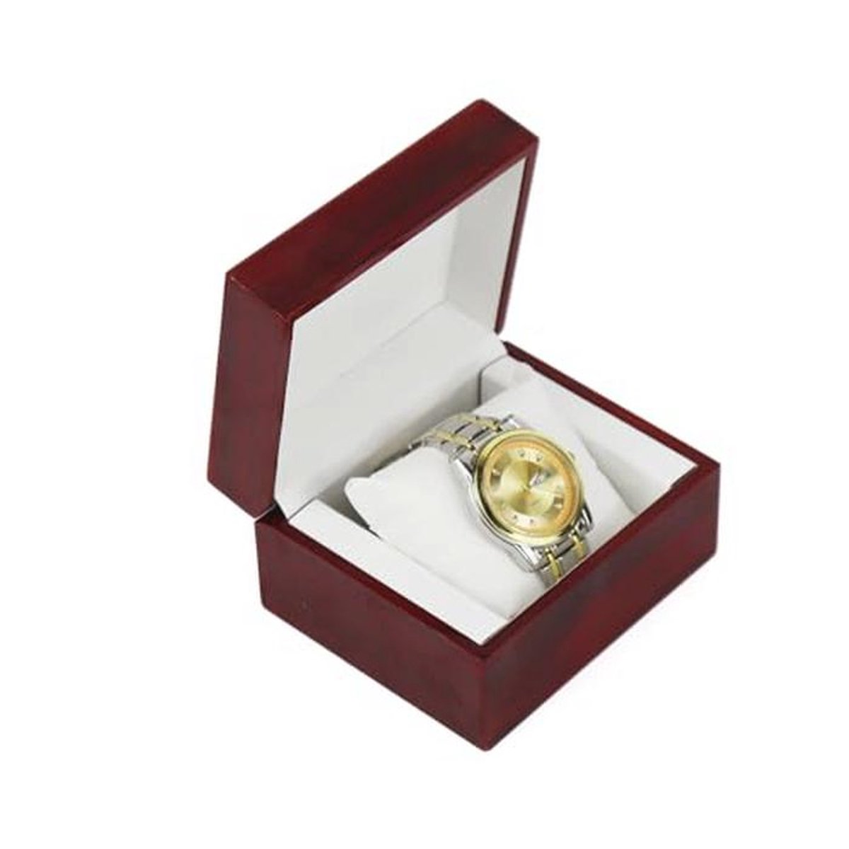 Houten horlogedoos met kussen voor luxe horloges en smartwatches - Vierkante horlogeopslag geschenkdoos met klapsluiting