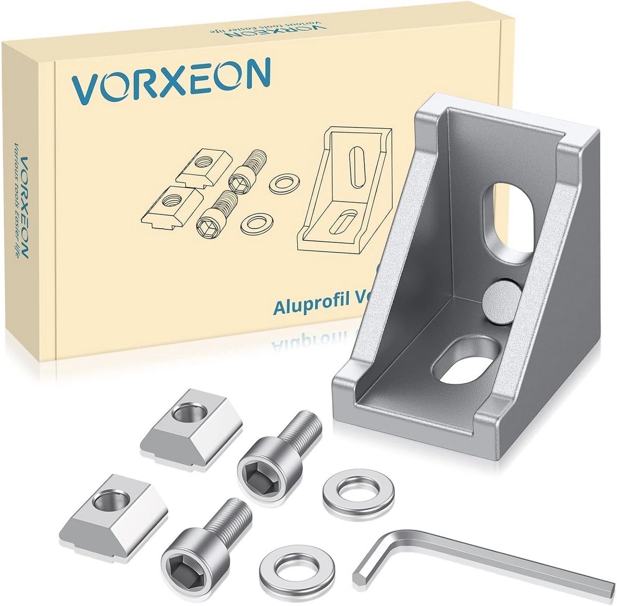 Set van 8 Hoekverbinders voor Aluminium Profielen en Montagesets 20x20 cm
