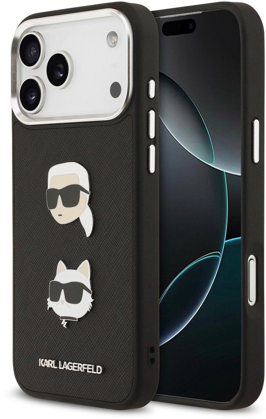 Karl Lagerfeld Back Cover Case - iPhone 17 Pro Max - Zwart - Absorption des chocs + Rebords surélevés