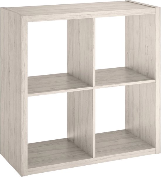 Open Back 4 Inch Open Back 4-Cube Storage Organizer - Bleached Walnut | bol