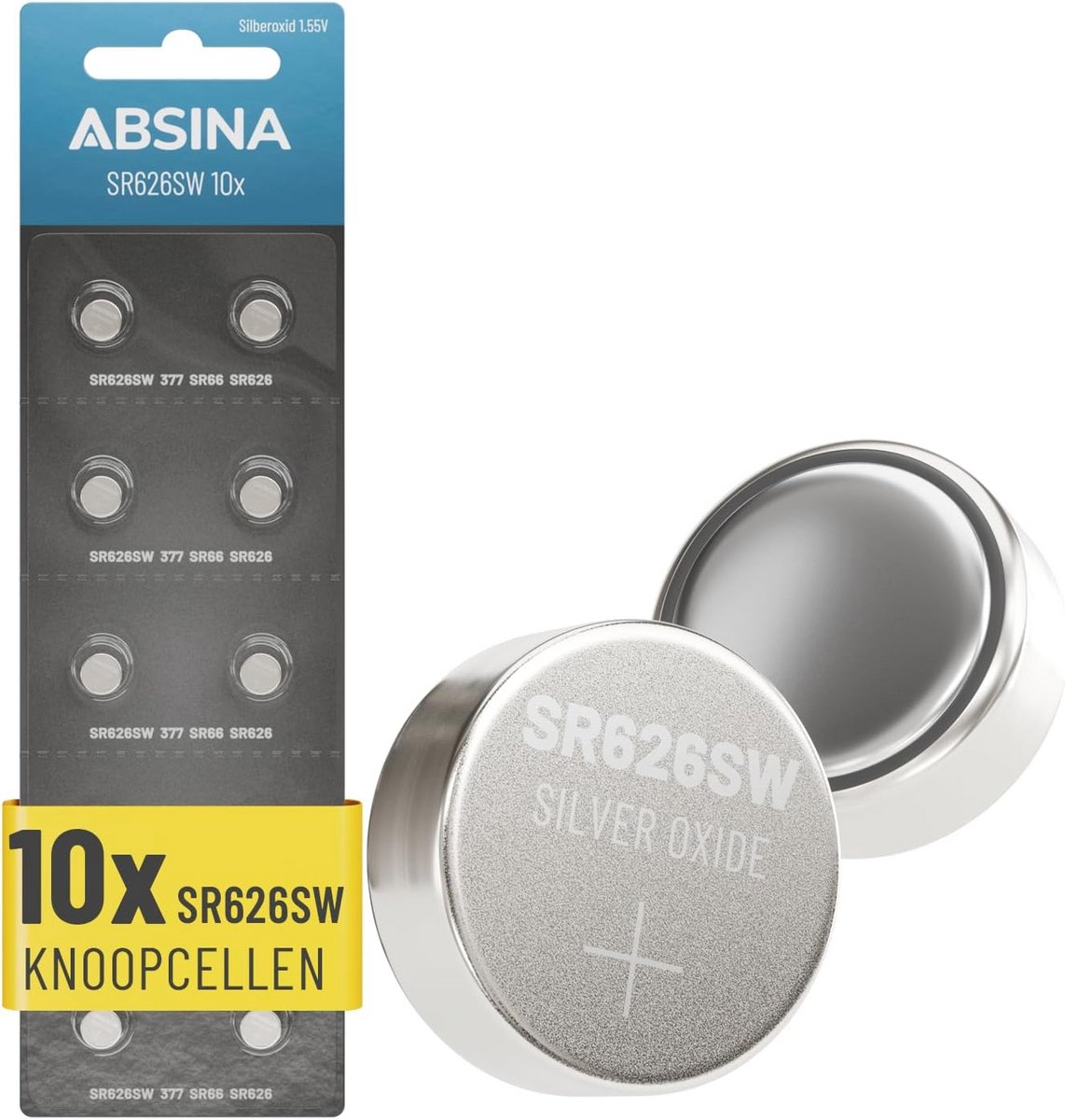 Horlogebatterij SR626SW - 10 stuks zilveroxide, lekvrij, lang houdbaar