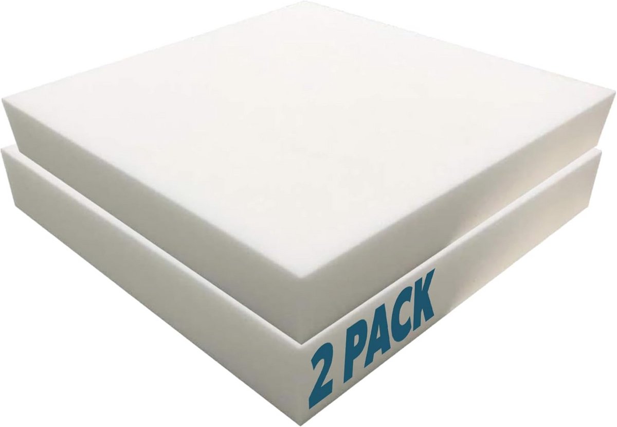 Set van 2 vierkante schuimkussens 50,8 x 50,8 cm HD dichtheid voor eetkamerstoelen