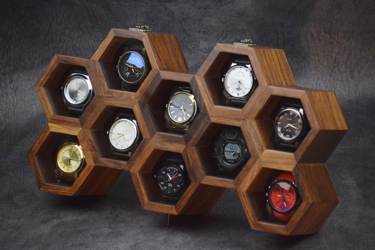 Extra Large 10 slot Superior Rosewood Honeycomb Watch Box Display Case Holder Collector Organizer for Men, Vintage Watch Storage Box to Store and Store Your Watches Safely and Sophisticated