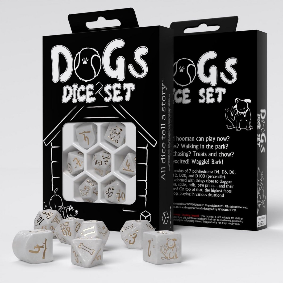 Set van 7 Dices met Honden Thema - Rollenspel Dobbelstenen