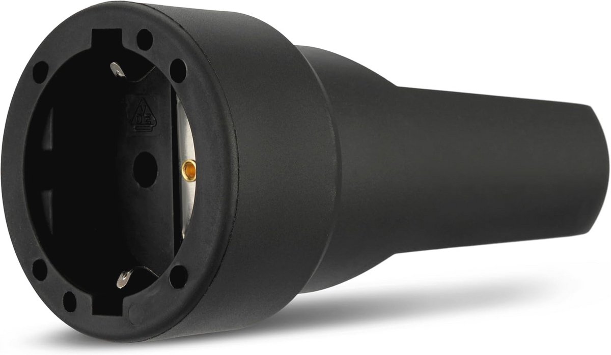 Geaarde Koppeling 230V/16A Rubber 3680W - Zwart