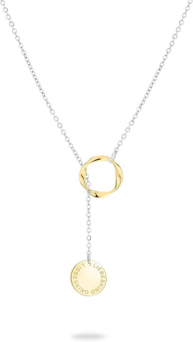 Tweekleurige Halsketting RVS met Gouden Accenten, Verstelbaar