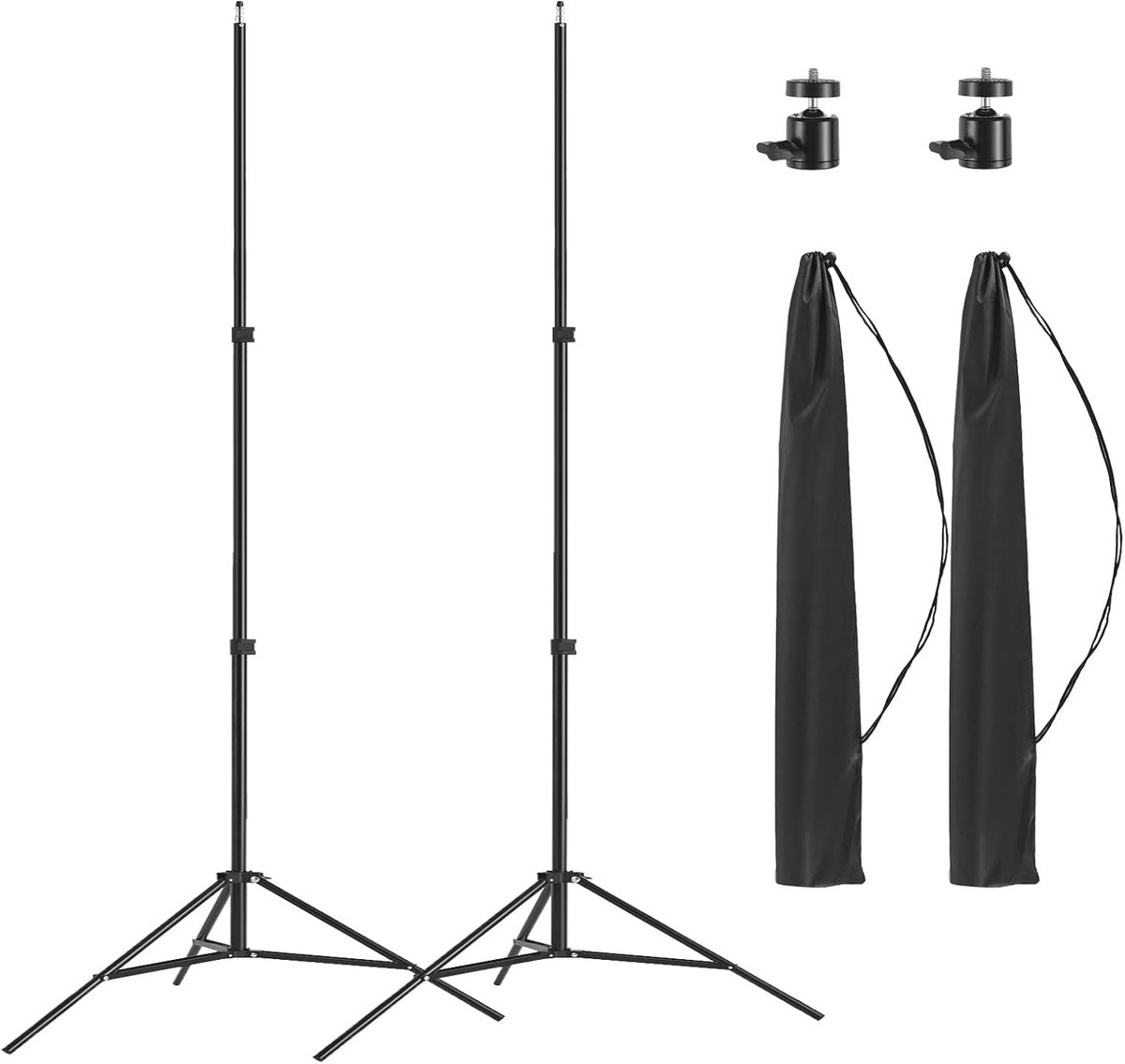 Aluminium statief van 213 cm voor fotolampen en accessoires - draagbaar en met koffer