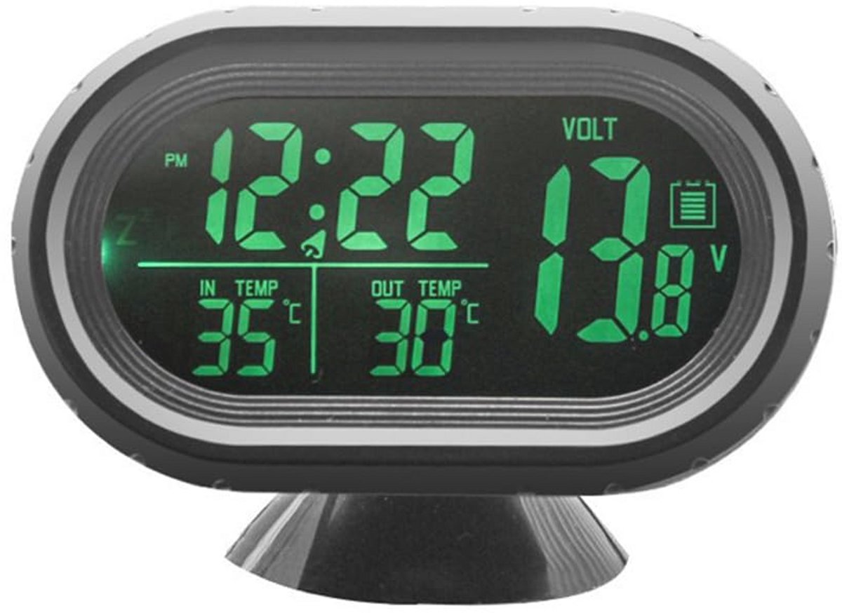 Auto Klok Thermometer Voltmeter 3-in-1 Digitale LCD Monitor voor 12V Voertuigen