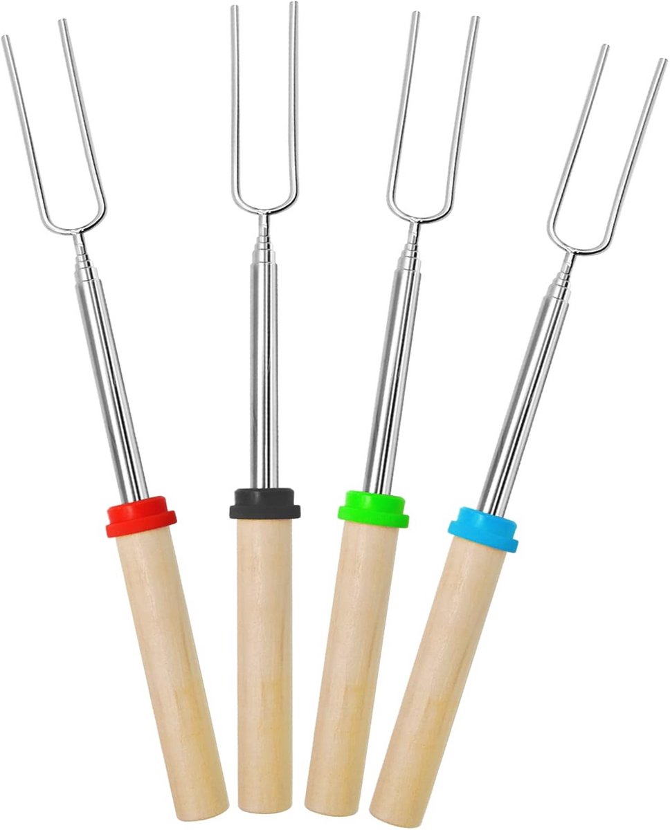 U-vormige Barbecuevorken - 4-pack Intrekbare Vorken voor BBQ en Kampvuur