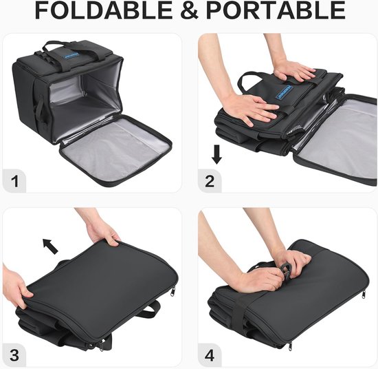 Grote opvouwbare koelbox voor picnics en reizen - Waterdichte thermotas, 30 liter, zwart van Merkloos — afbeelding 5
